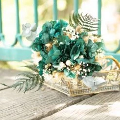 Vente flash 🤩 Réconciliation Végétale Décoration De Jardin Bouquet De Fleurs Séchées à Base D'hortensia Vert 🤩
