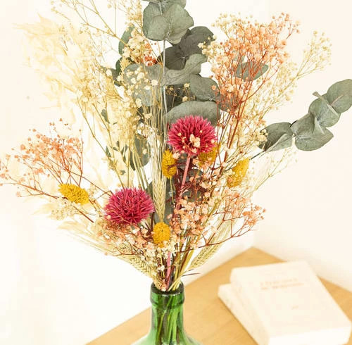 Remise đ RĂ©conciliation VĂ©gĂ©tale DĂ©coration De Jardin Bouquet De Fleurs SĂ©chĂ©es Pour Dame Jeanne Chardons Roses đ â Image 2