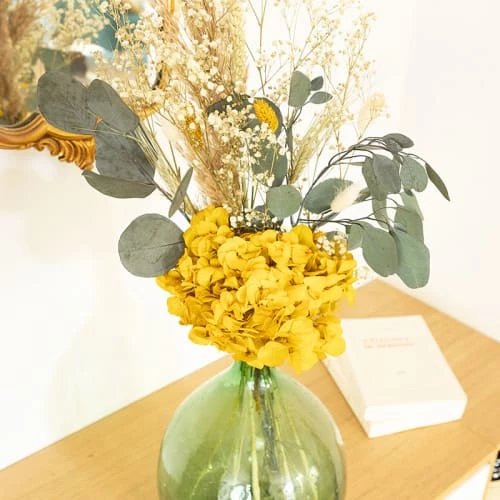 Le moins cher đ„° RĂ©conciliation VĂ©gĂ©tale DĂ©coration De Jardin Bouquet De Fleurs SĂ©chĂ©es Pour Dame Jeanne Hortensia Jaune âš â Image 2