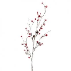 Remise 🧨 Maisons Du Monde Accessoires De Décoration De Noël Branche De Noël Feuilles Enneigées Et Baies Rouges 🤩