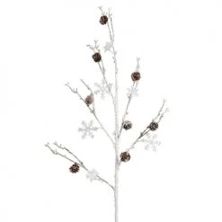 Remise 🥰 Maisons Du Monde Accessoires De Décoration De Table De Noël Branche De Noël Flocons De Neige Blancs Et Pommes De Pin - Lot De 6 🔥