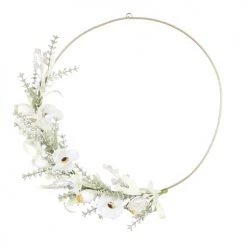 Bon marché ⭐ Mica Decorations Décoration De Jardin Couronne De Fleurs Séchées Couleur Crème D39 🎁