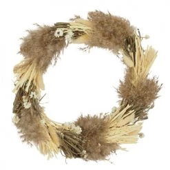 Le moins cher 🌟 Ligne Déco Couronne De Fleurs Séchées Lagure Et Pampa D35cm 🎉