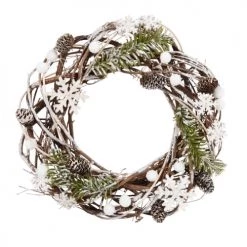 Tout neuf ⌛ Maisons Du Monde Accessoires De Décoration De Noël Couronne De Noël Lumineuse En Rotin 20 LEDS 👏