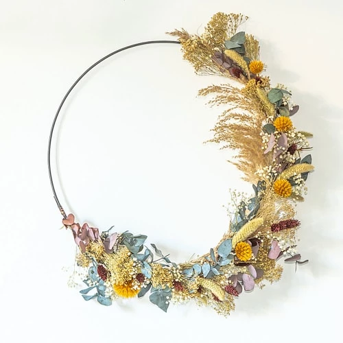 Le moins cher ⭐ Réconciliation Végétale Décoration De Jardin Couronne Murale De Fleurs Séchées Hector D30cm 🥰 – Image 2