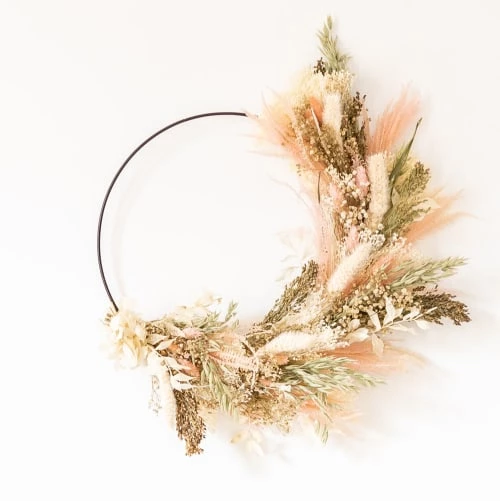 Grosses soldes đ RĂ©conciliation VĂ©gĂ©tale DĂ©coration De Jardin Couronne Murale De Fleurs SĂ©chĂ©es Heidi DiamĂštre 20cm đ