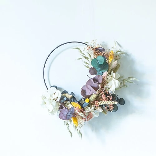 Nouveau đ„° RĂ©conciliation VĂ©gĂ©tale DĂ©coration De Jardin Couronne Murale De Fleurs SĂ©chĂ©es HĂ©lĂšne D30cm đŻ â Image 2