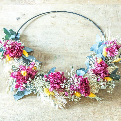 Promo 🤩 Réconciliation Végétale Décoration De Jardin Couronne Murale De Fleurs Séchées Héloïse D30cm 😀 – Image 3