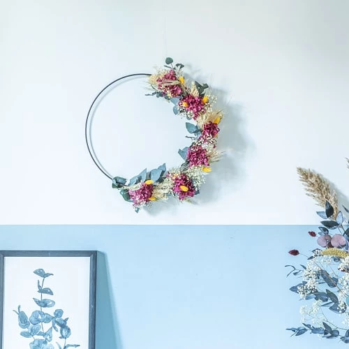 Promo 🤩 Réconciliation Végétale Décoration De Jardin Couronne Murale De Fleurs Séchées Héloïse D30cm 😀 – Image 4