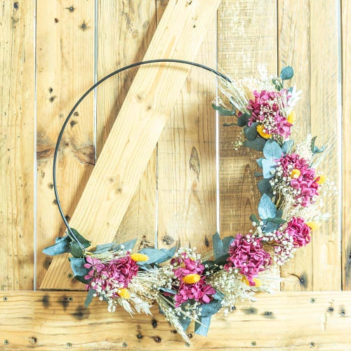 Promo 🤩 Réconciliation Végétale Décoration De Jardin Couronne Murale De Fleurs Séchées Héloïse D30cm 😀 – Image 5