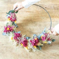 Meilleure vente 👍 Réconciliation Végétale Décoration De Jardin Couronne Murale De Fleurs Séchées Héloïse D50cm 🔥
