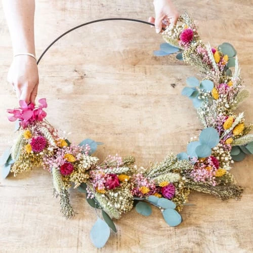 Meilleur prix ⭐ Réconciliation Végétale Décoration De Jardin Couronne Murale De Fleurs Séchées Hermione Diamètre 20cm 🥰 – Image 2