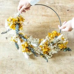 Le moins cher ✨ Réconciliation Végétale Décoration De Jardin Couronne Murale De Fleurs Séchées Hortense D20cm 👍