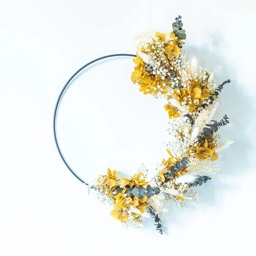 Sortie đ„ RĂ©conciliation VĂ©gĂ©tale DĂ©coration De Jardin Couronne Murale De Fleurs SĂ©chĂ©es Hortense D30cm đŻ â Image 2