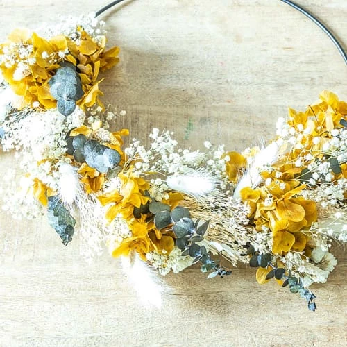 Sortie đ„ RĂ©conciliation VĂ©gĂ©tale DĂ©coration De Jardin Couronne Murale De Fleurs SĂ©chĂ©es Hortense D30cm đŻ â Image 3