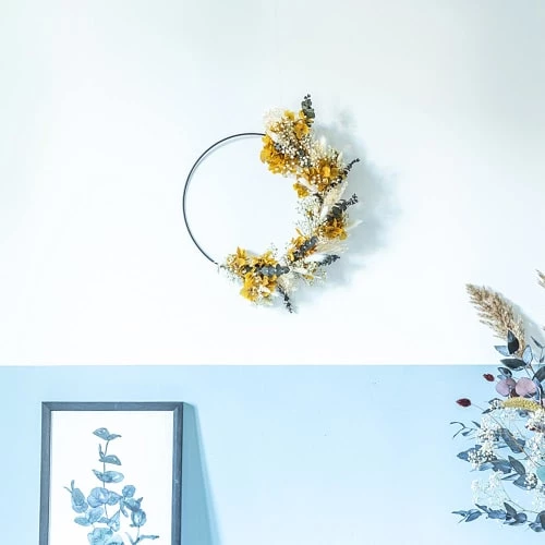 Sortie đ„ RĂ©conciliation VĂ©gĂ©tale DĂ©coration De Jardin Couronne Murale De Fleurs SĂ©chĂ©es Hortense D30cm đŻ â Image 4