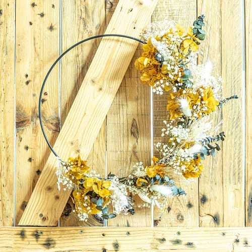 Sortie đ„ RĂ©conciliation VĂ©gĂ©tale DĂ©coration De Jardin Couronne Murale De Fleurs SĂ©chĂ©es Hortense D30cm đŻ â Image 5