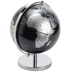 Remise 🎉 Amadeus Globes Décoration Globe Terrestre Noir Et Argent D21cm ⭐