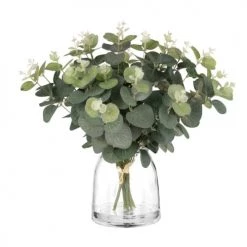 Vente flash 🔔 Maisons Du Monde Fleurs Artificielles Et Bouquets Eucalyptus Artificiel Et Pot En Verre ✔️