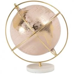 Remise 🤩 Maisons Du Monde Globes Globe Carte Du Monde Rose Et Métal Doré ❤️
