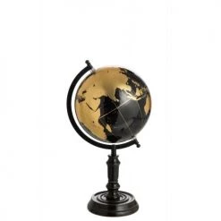 De gros ✔️ LANADECO Globes Globe Sur Pied Bois Noir/or H41cm 🔔