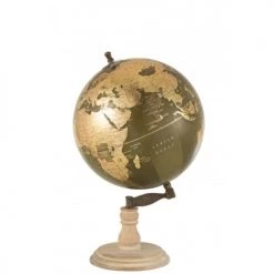 Nouveau 🧨 LANADECO Globes Globe Sur Pied Kaki Et Or H50cm 🥰