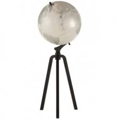 Budget 🎉 LANADECO Globes Globe Sur Pied Marbre Blanc/argent Et Métal Noir H101,5cm ❤️