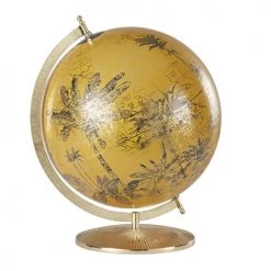 Promo 😍 Maisons Du Monde Globes Globe Terrestre Carte Du Monde Doré Et Jaune Moutarde 👏