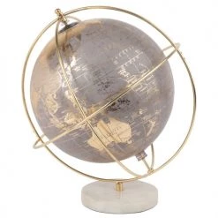 Nouveau 🛒 Maisons Du Monde Globes Globe Terrestre Carte Du Monde Gris, Doré Et Blanc 🧨