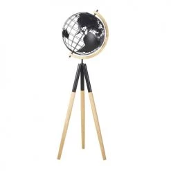 Budget 🔥 Maisons Du Monde Globes Globe Terrestre Trépied Carte Du Monde En Fer Recyclé Noir Et Hévéa 🔥