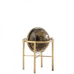 Bon marché ⌛ LANADECO Globes Globe Vintage Métal/plastique Or/noir H30cm ❤️