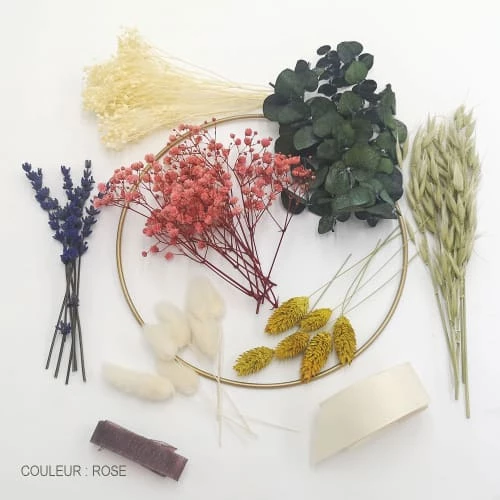 De gros đ RĂ©conciliation VĂ©gĂ©tale Kit DIY Couronne Murale De Fleurs SĂ©chĂ©es Rose âš â Image 2
