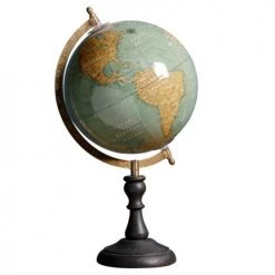 Remise 👍 Wadiga Globes Mappemonde Vert Laqué Sur Pied Central Bois Noir 🛒