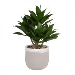 De gros ✨ Maisons Du Monde Fleurs Artificielles Et Bouquets Plante Artificielle Petites Feuilles Avec Pot Gris H29 ❤️