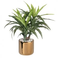 Bon marché 🤩 Maisons Du Monde Fleurs Artificielles Et Bouquets Plante Artificielle Verte Avec Pot Doré 🥰