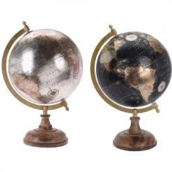 Meilleur prix 🎁 Wadiga Set De 2 Globes Terrestres Style Ancien Argent Et Noir 💯