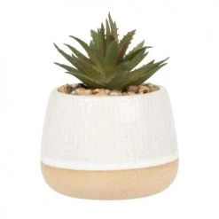 Promo 🔔 Maisons Du Monde Fleurs Artificielles Et Bouquets Succulente Artificielle Et Pot En Grès écru 👍