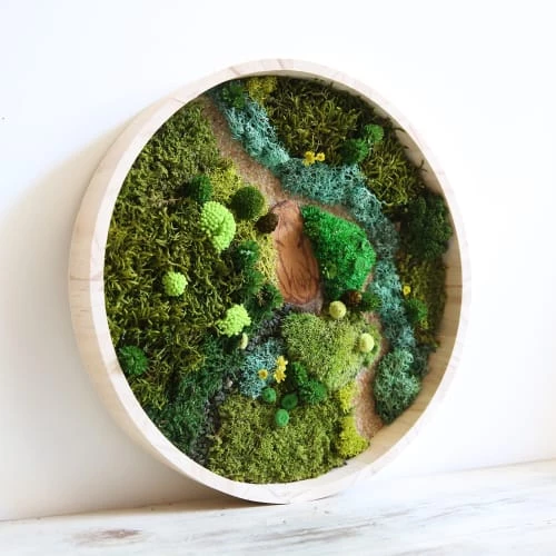 Remise 😀 Origine Atelier Floral Décoration De Jardin Tableau Végétal Rond Forêt Vue Du Ciel D40cm ⌛ – Image 2