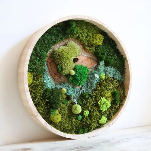 Remise 😀 Origine Atelier Floral Décoration De Jardin Tableau Végétal Rond Forêt Vue Du Ciel D40cm ⌛ – Image 4