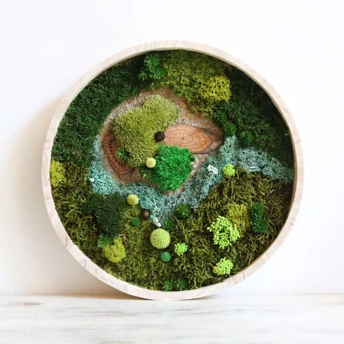 Remise 😀 Origine Atelier Floral Décoration De Jardin Tableau Végétal Rond Forêt Vue Du Ciel D40cm ⌛ – Image 5