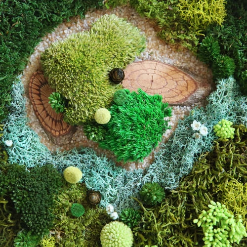 Remise 😀 Origine Atelier Floral Décoration De Jardin Tableau Végétal Rond Forêt Vue Du Ciel D40cm ⌛ – Image 6