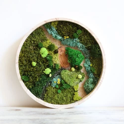 Remise 😀 Origine Atelier Floral Décoration De Jardin Tableau Végétal Rond Forêt Vue Du Ciel D40cm ⌛